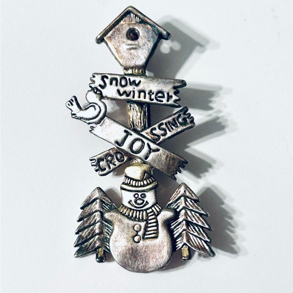 MJ Snowman Pendant Brooch, Christmas brooch